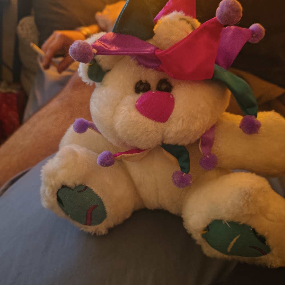 Colorful Jester Bear Plush Toy